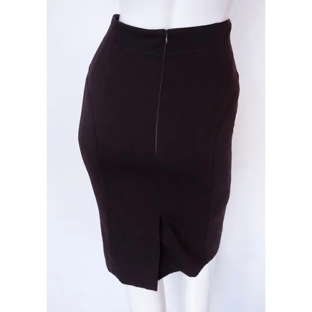 ESCADA by MARGARETHA LEY 100% Wool Eggplant Pencil Skirt - Picture 2 of 7